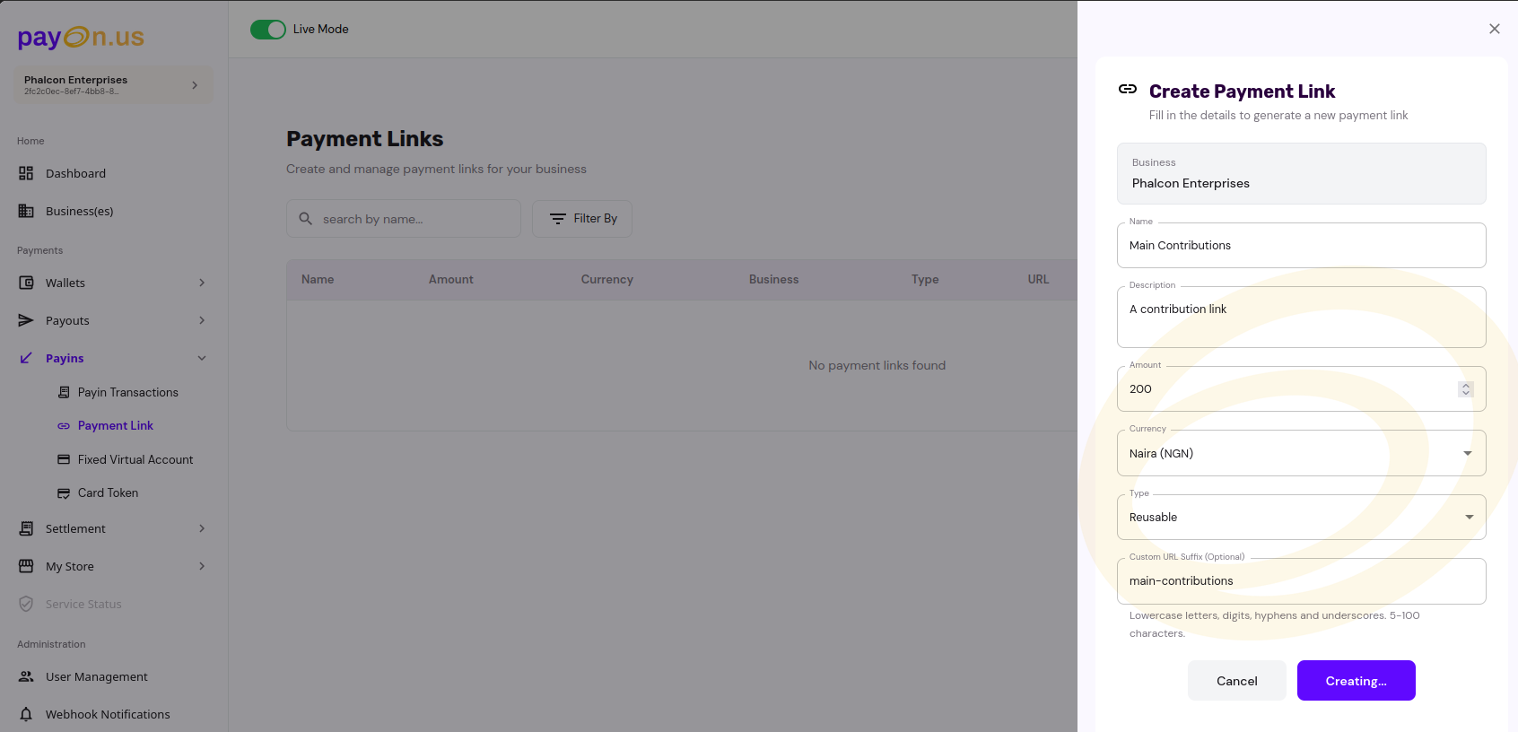 View Payment Links